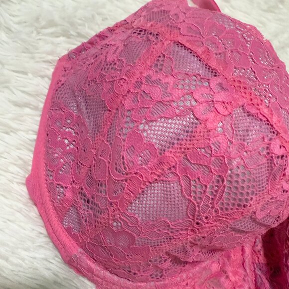 Women Ann Summers Sexy Lace Padded Plunge Underwired Bra in Pink Size 32F - Picture 3 of 8